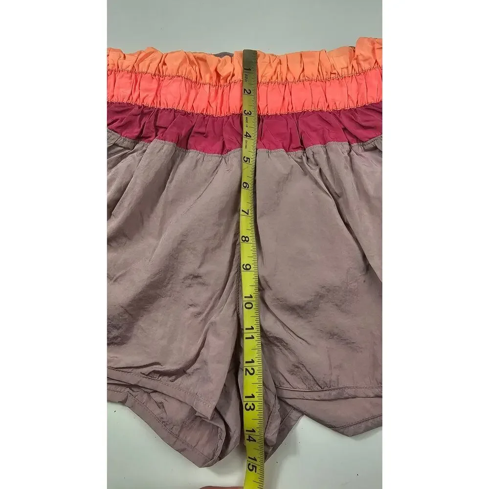 Free people way home shorts high rise elastic waist back pocket lined S purple